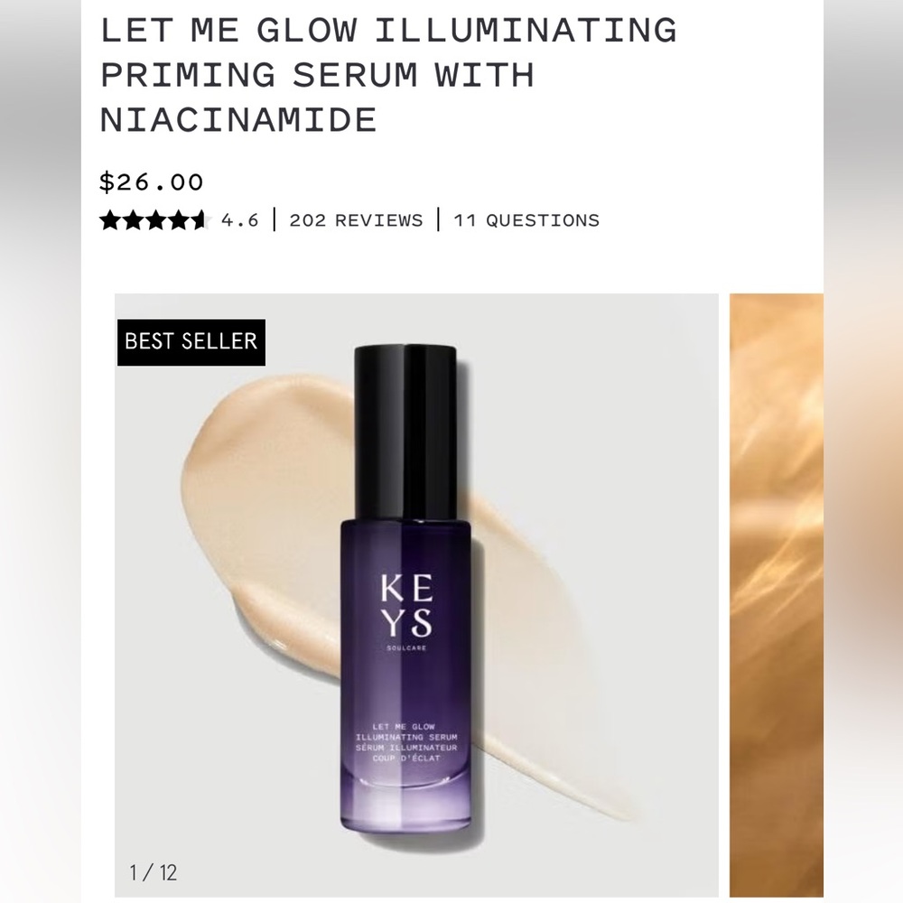 NIB NEW Alicia KEYS Soulcare Let Me Glow Illuminating Serum Golden Aurora